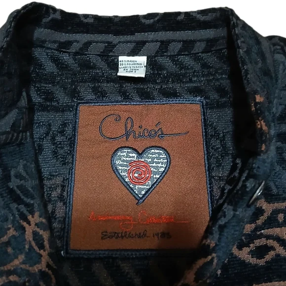 Chico's Women's Size 2 Black and Brown Textured Jacket - Picture 2 of 7